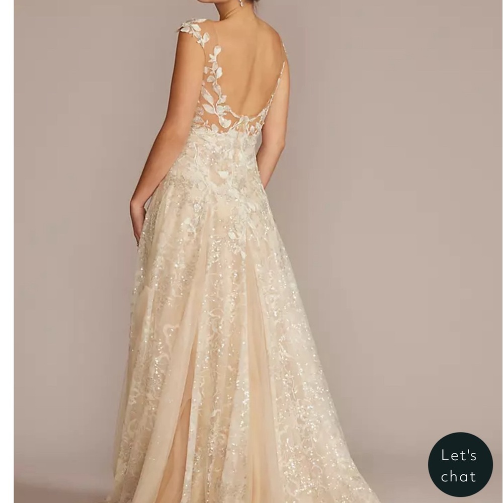 Champagne Drop Waist Illusion Wedding Dress